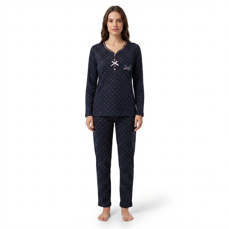 JOANNA 2-Piece Pajama Set Long Sleeve Top and Pants Soft Printed Sleepwear for Women - Image 1