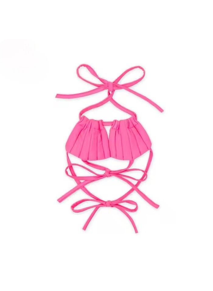 Loquat 3 pieces of Children's mermaid swimsuit, mermaid tail dress swimsuit princess bikini suit, with swim trunks and fish tail, suitable for a height of 120cm, pink - Image 5