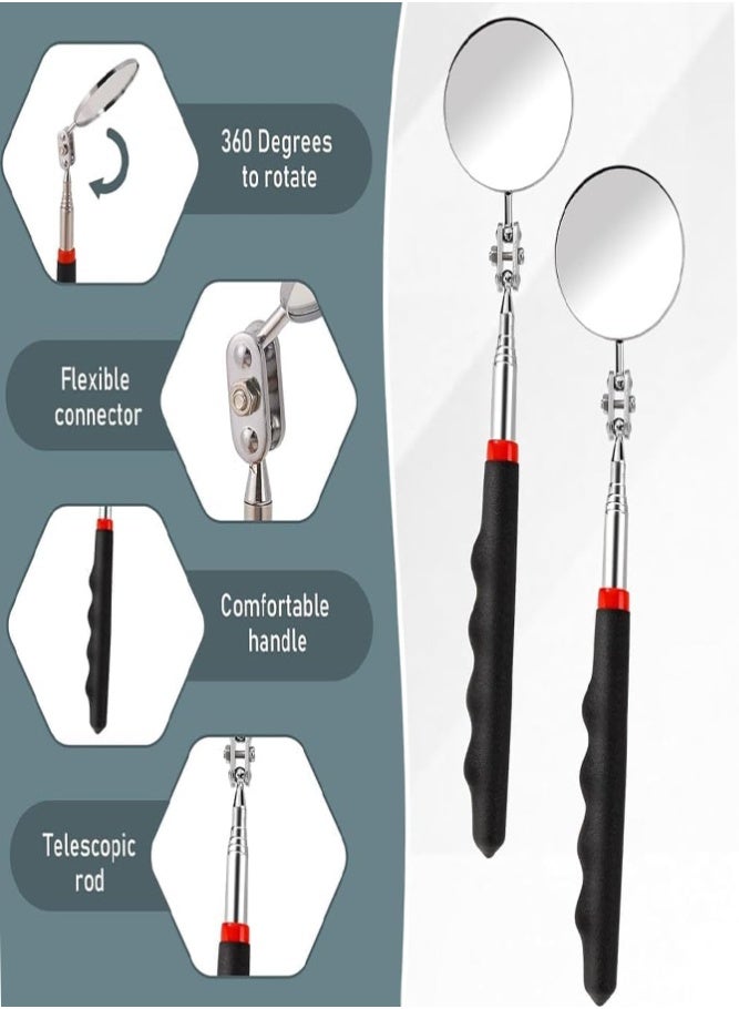 BELLSBERRY 360° Rotating Telescopic Inspection Mirror Extendable Mechanic Tool for Automotive Repair Viewing Tool - Image 3