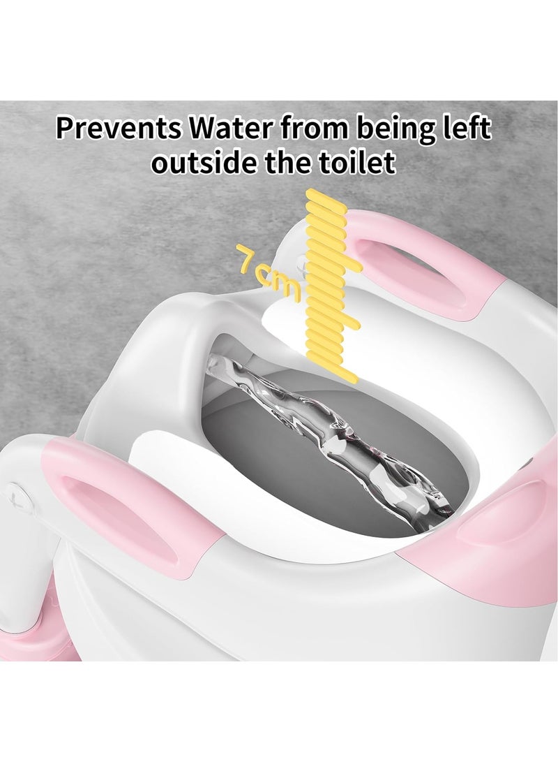 Taizz Ventures 2-in-1 Potty Training Seat with Step Ladder – Height Adjustable Toddler Toilet Seat with Stairs, Soft Cushion & Anti-Slip Design – Foldable Child Toilet Trainer for Boys & Girls - Pink  - Image 5