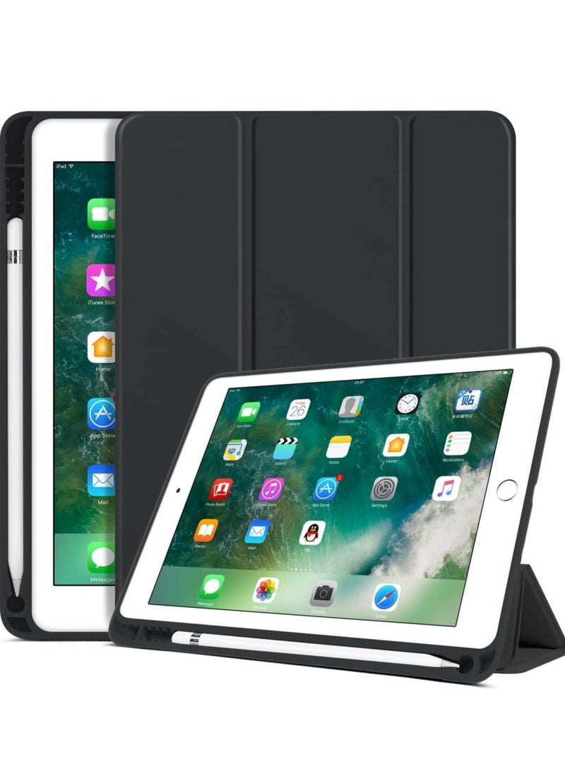 ELTRAZONE iPad 6th Generation Case, iPad 5th Generation Case with Pencil Holder, Premium Folio Folding Stand Smart Auto Wake/Sleep Protective Tablet Case Cover for Apple iPad 9.7 Inch 2018/2017, Black - Image 1