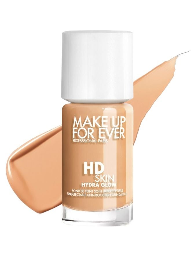 MAKE UP FOR EVER HD Skin Hydra Glow Hydrating Foundation with Hyaluronic Acid 30ml / 1oz – Shade 2R28 Cool Sand – For Medium Skin with Neutral Rosy Undertones - Image 1