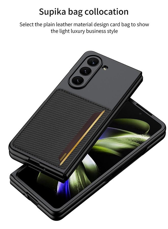 Samsung Galaxy Z Fold 5 Case with Card Holder Phone Kickstand Protector Camera Lens Cover Shockproof Protective Back Cover Anti-Fingerprint Anti-Scratch Protection for Samsung Z Fold 5 5G 2023  - Image 3