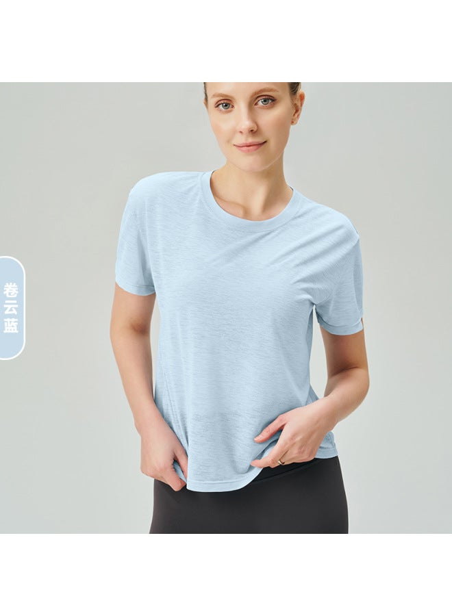 Bamboo Lightweight Breathable Yoga T-shirt Outdoor Fitness Pilates Round Neck Versatile Cover-up Sports Short-sleeved Top For Women