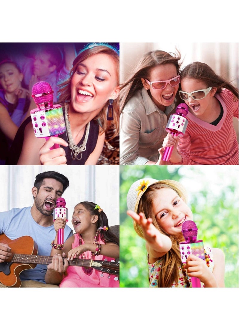 ELTRAZONE 4 in 1 Karaoke Wireless Microphone with LED Lights, Portable Microphone for Kids, Great Gifts Toys for Kids, Girls, Boys and Adults (Purple)  - Image 4