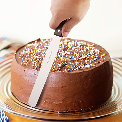 PUCKWAY 4PCS Cake Decorating Icing Spatula set with 4, 6, 8 & 10 Inch Stainless Steel Blade, Wood Handle Frosting Spatulas and Cake Stripping Tool (Straight Spatulas 4, 6, 8 & 10 Inch) - Image 5