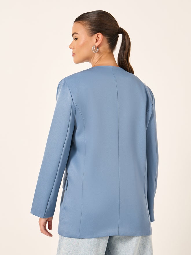 Styli Styli Solid Regular Fit Regular Length Double Breasted Blazer  - Image 5