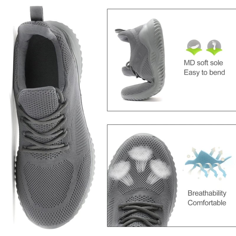 Kapsen Men's Non Slip Running Shoes Ultra Light Breathable Casual Walking Shoes Fashion Sneakers Mesh Workout Sports Shoes Grey - Image 5