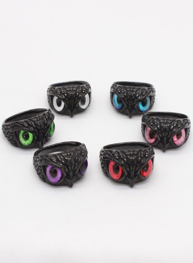 SINLEO Stainless Steel Demon Eye Owl Ring Vintage Animal Gothic Biker Rings for Men Women Statement Jewelry Black White Eyes Size 9 - Image 2