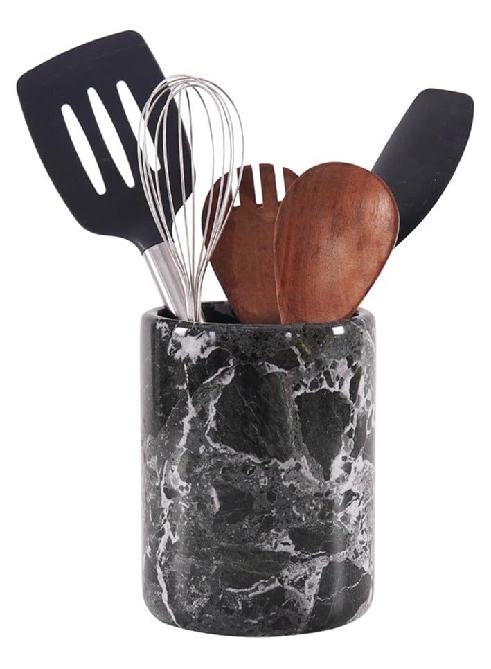 RADICALn حامل أدوات المطبخ من الرخام 6.5 بوصة باللون الأسود مجموعة ملعقة مصنوعة يدويًا لسطح المطبخ، جرة أدوات الطهي من الرخام ومنظم أساسيات المطبخ، حامل أدوات مثالي، حامل ملعقة - Image 1