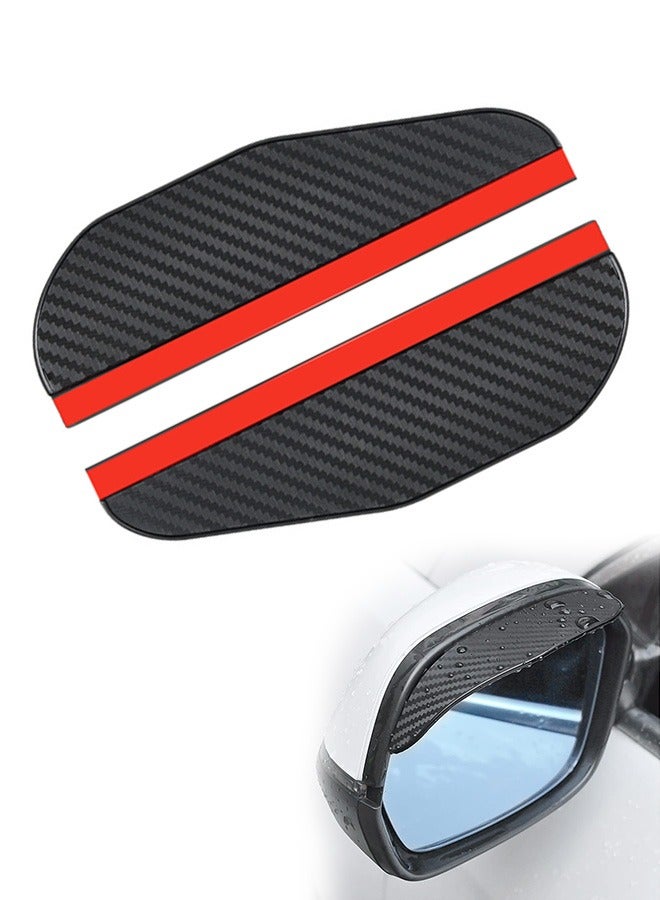 Car Rear View Side Mirror Rain Shield, 4pcs Auto Truck Rear View Mirror Rain Eyebrow Sun Visor Universal Carbon Fiber Waterproof Rain Cover with 3M Fixing Sticker (Black) - Image 1