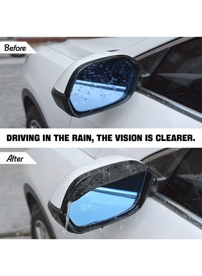 Car Rear View Side Mirror Rain Shield, 4pcs Auto Truck Rear View Mirror Rain Eyebrow Sun Visor Universal Carbon Fiber Waterproof Rain Cover with 3M Fixing Sticker (Black) - Image 4