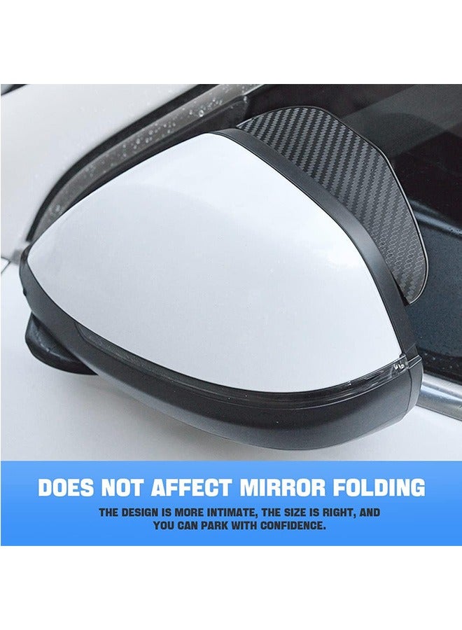 Car Rear View Side Mirror Rain Shield, 4pcs Auto Truck Rear View Mirror Rain Eyebrow Sun Visor Universal Carbon Fiber Waterproof Rain Cover with 3M Fixing Sticker (Black) - Image 3
