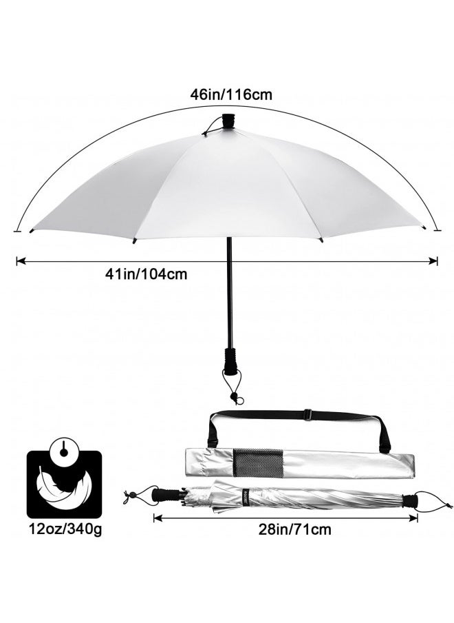 G4Free 46 Inch Large Hiking Umbrella Ultralight UV Silver Reflective Full-size Trekking Backpacking Umbrella (Silver/Black)