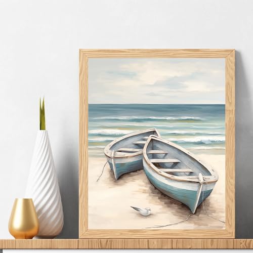 Natuyalo Paint by Numbers for Adults Beginner, Boat on The Beach Acrylic Easy Paint by Numbers Kits Craft Kits for Adults Suitable for Home Wall Decoration Flameless 16x20 Inch - Image 2