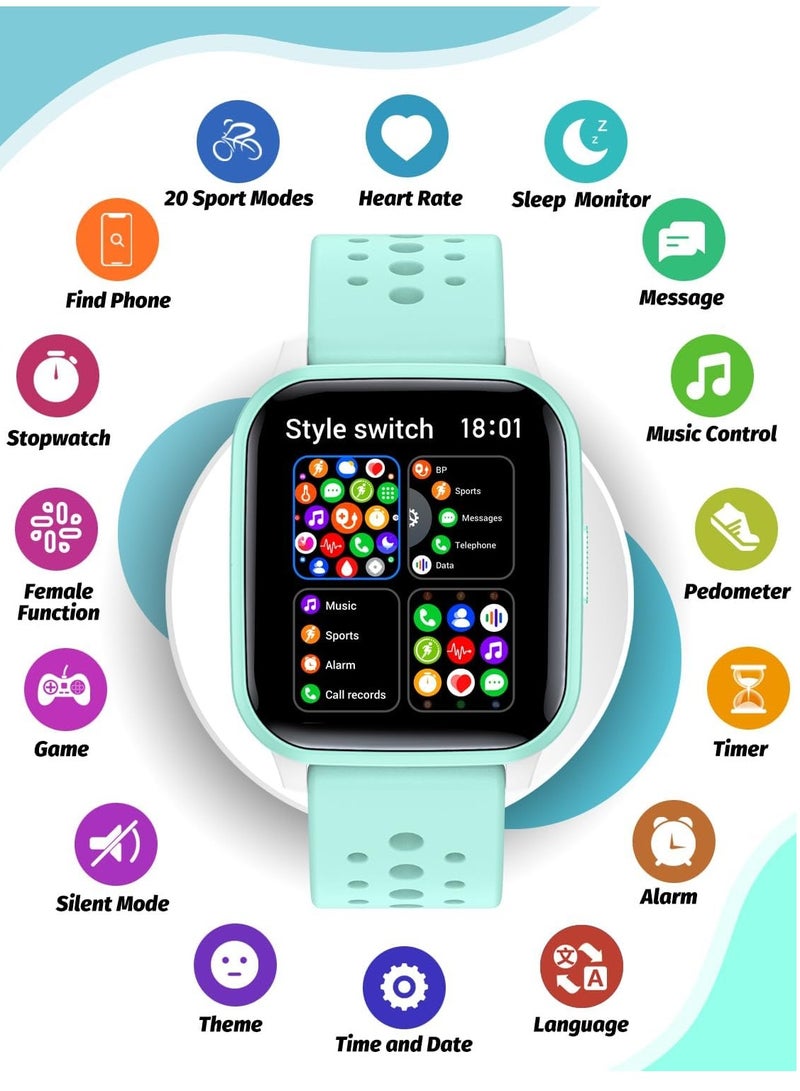 Kids Smart Watch with Sleep Mode, 20 Sports Modes, 5 Games and Pedometer - Fun Birthday Gifts for 4-16 Year-Olds(Green)  - Image 2