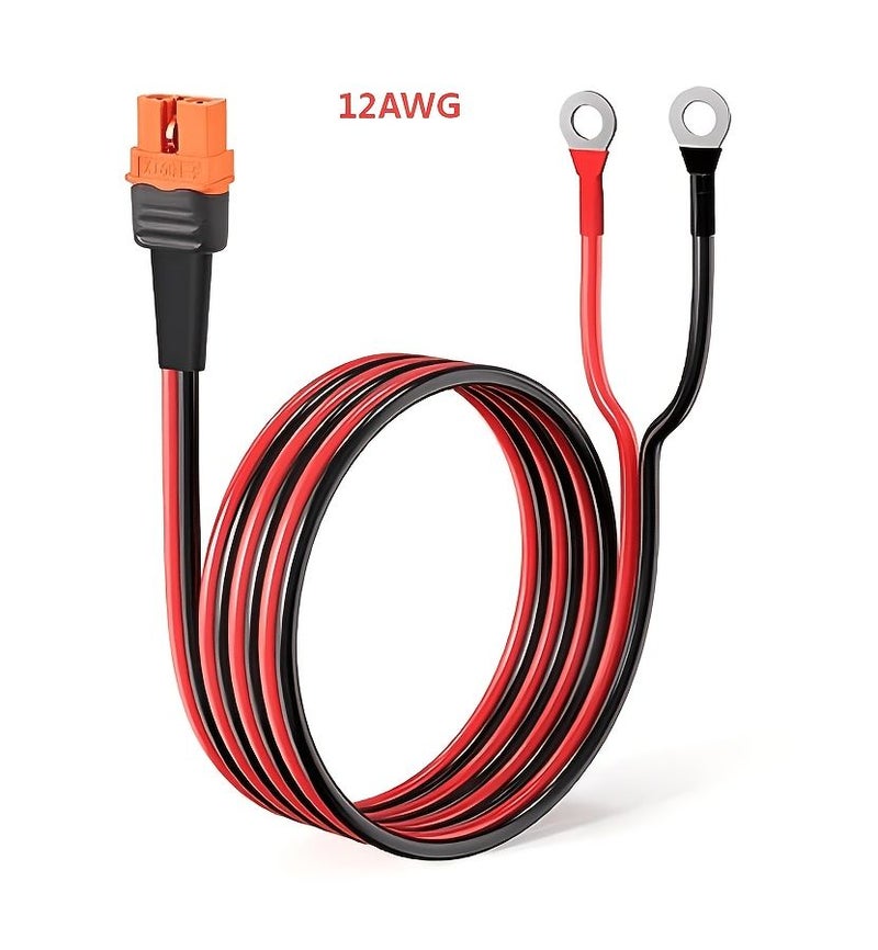 كابل تمديد من نوع XT60I أنثى مقاس 12AWG إلى طرف حلقة على شكل O، بطول 10 أقدام، مصنوع من النحاس النقي مع عزل PVC ونيylon، مناسب لبطاريات الليبو والسيارات والمركبات الترفيهية. - Image 1