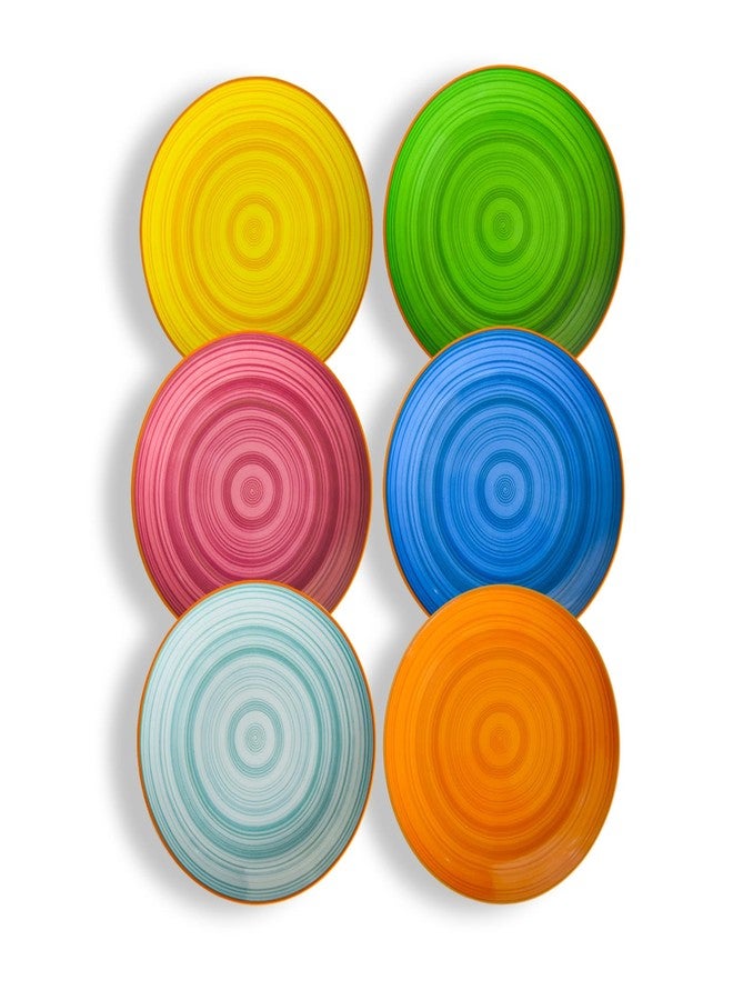 Miicol Ceramic Salad Plates Set of 6, Colorful Appetizer Plates 8 Inch / 20cm, Stackable Dessert Plate, Durable Dinner Plate, Porcelain Dishes for Kitchen, Party, Microwave and Dishwasher Safe - Image 1