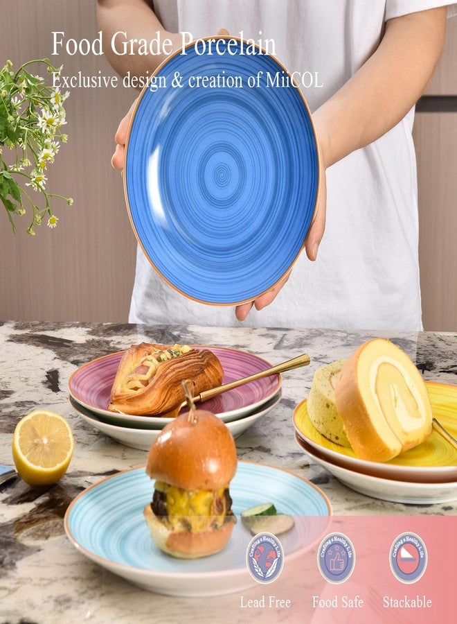 Miicol Ceramic Salad Plates Set of 6, Colorful Appetizer Plates 8 Inch / 20cm, Stackable Dessert Plate, Durable Dinner Plate, Porcelain Dishes for Kitchen, Party, Microwave and Dishwasher Safe - Image 4