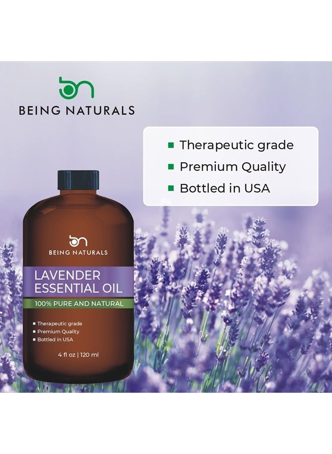 Being Naturals Lavender Essential Oil - Huge 4 FL OZ - 100% Pure & Natural – Premium Natural Oil with Glass Dropper Essential Oil  - Image 4