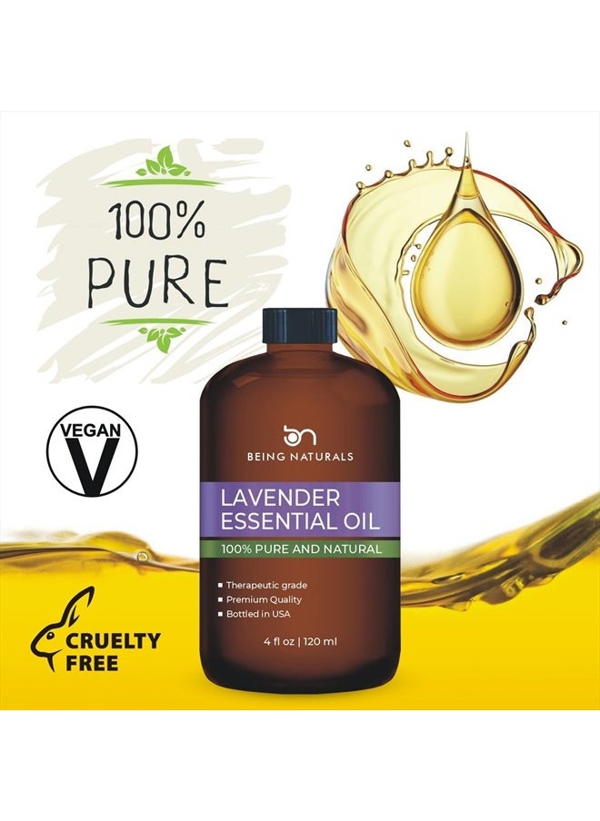 Being Naturals Lavender Essential Oil - Huge 4 FL OZ - 100% Pure & Natural – Premium Natural Oil with Glass Dropper Essential Oil  - Image 5
