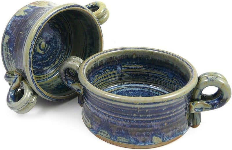 Modern Artisans American Made Stoneware Bistro Bowl for Soup Chili Rice or Pasta Set of 2 16oz French Blue - Image 1