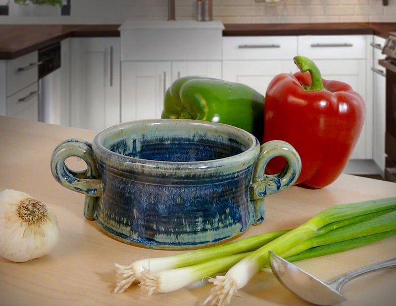 Modern Artisans American Made Stoneware Bistro Bowl for Soup Chili Rice or Pasta Set of 2 16oz French Blue - Image 2