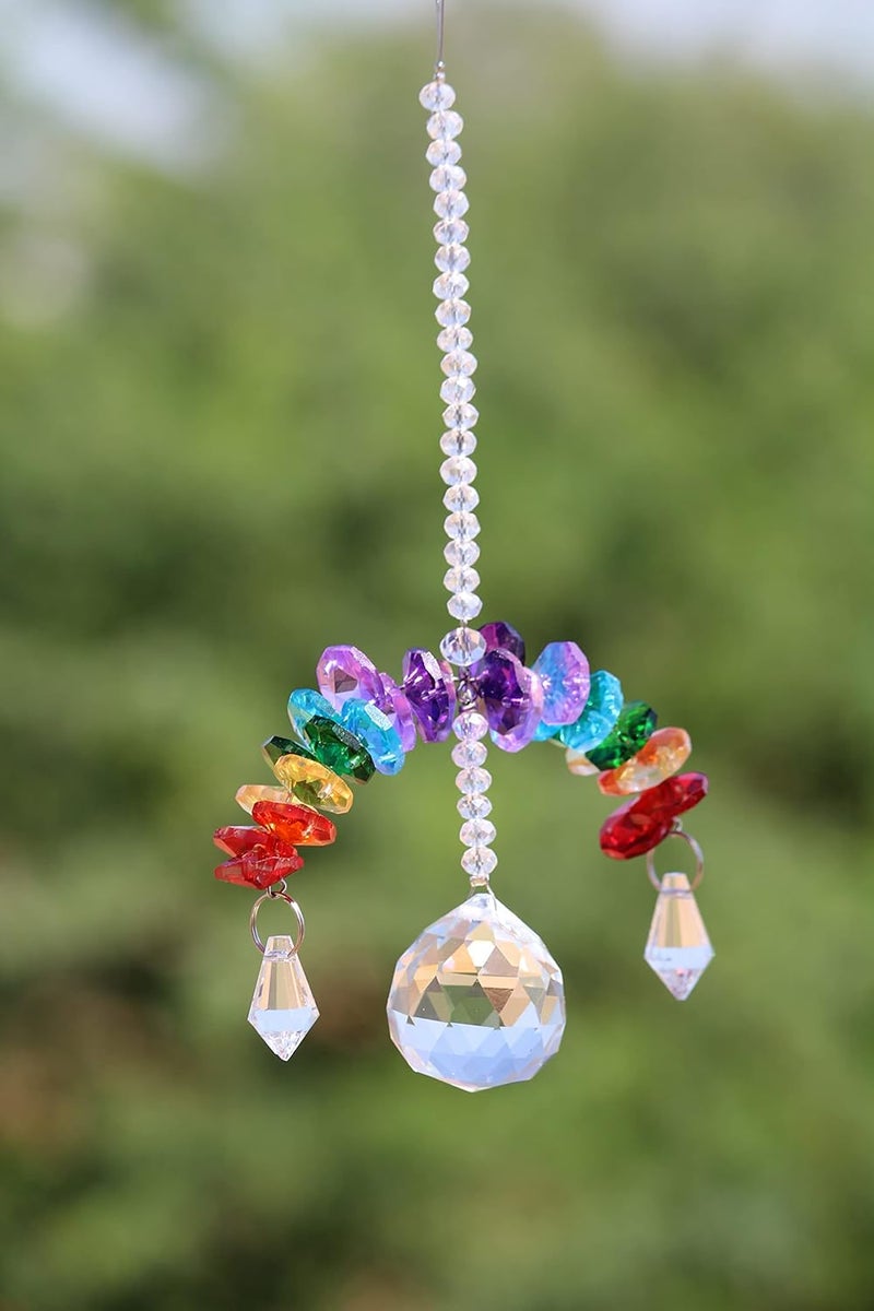 Light Wave Beautiful Sparkling Crystal Rainbow Sun-Catcher Ball Prism Pendant Hanging, Window, Garden, Balcony Hanging Ornament, Car Hanging (Model 27) - Image 1