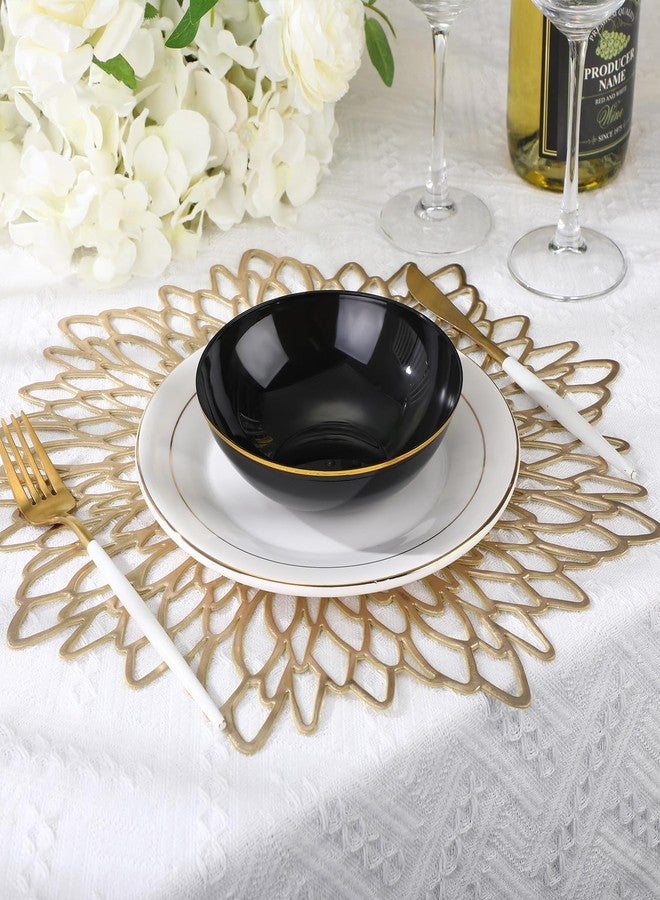 Newtay 50 Pcs Plastic Bowls Bulk 14oz Disposable Bowls with Gold Rim Plastic Party Tableware for Chips Salad Dessert Ice Cream Serving Plates Birthday Wedding Catering (Black) - Image 3