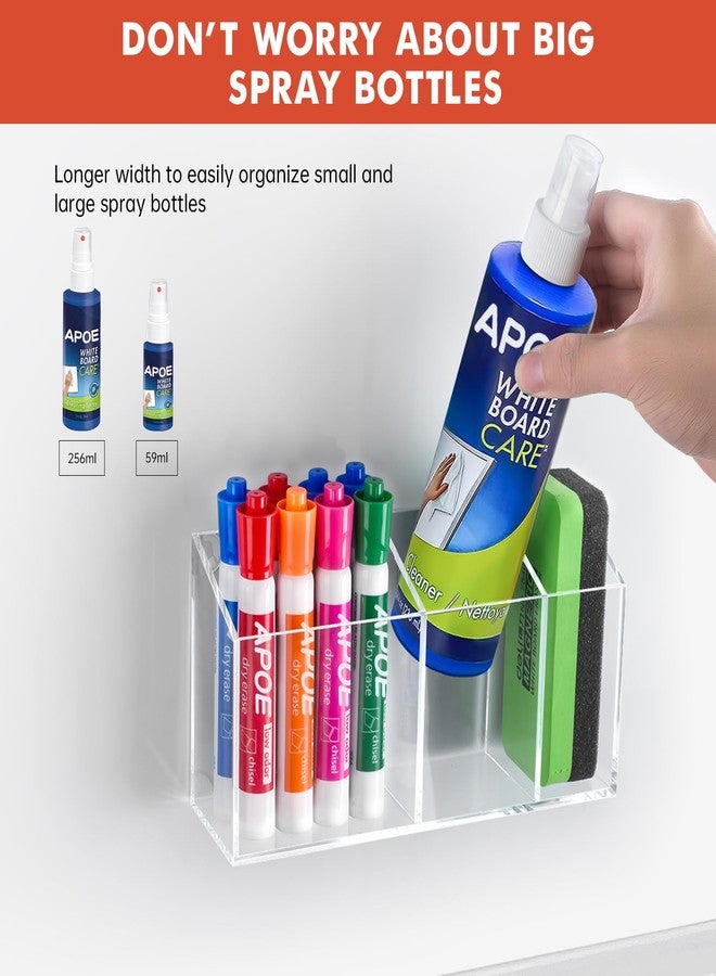 Banafich Magnetic Dry Erase Marker Holder, Acrylic Magnet Pen Holder for Whiteboard, Refrigerator, Magnetic Fridge Organizer for Office, Classroom, Whiteboard Maker Holder, Locker Organizer - Image 3