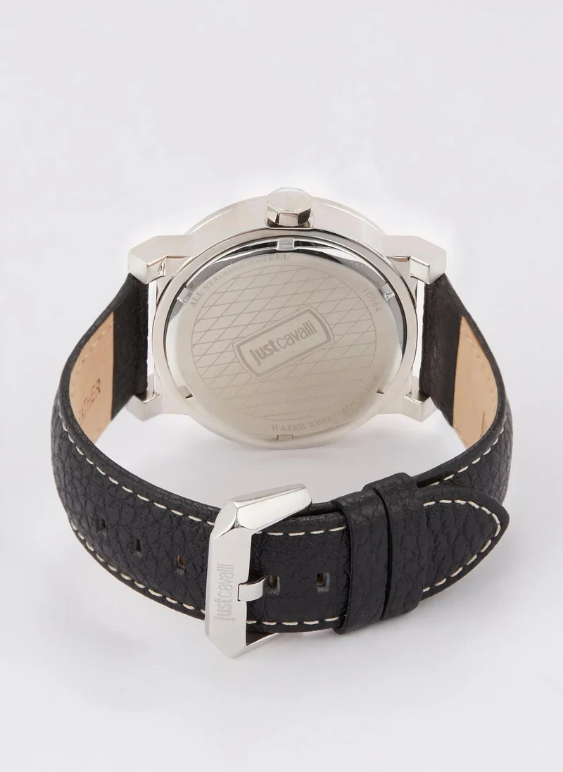 Just Cavalli  Black Leather Strap Logo Watch  | Best Price UAE