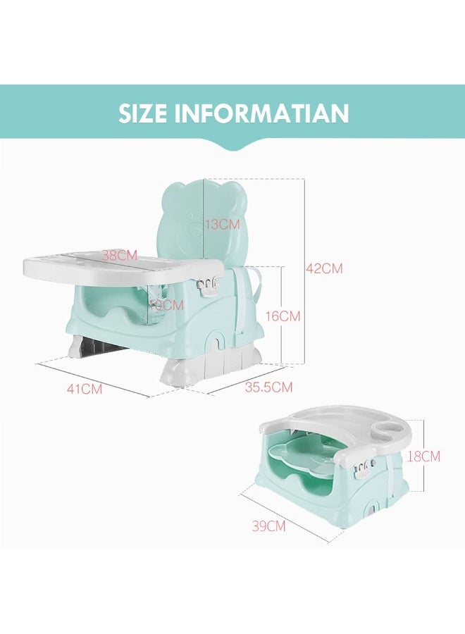 البدر كرسي إطعام أرضي للأطفال كرسي طعام للأطفال 2 في 1 مع صينية طعام قابلة للإزالة قابل للطي ارتفاع قابل للتعديل قاعدة قوية مستقرة تصميم مريح مصنوع من بلاستيك متين آمن للأطفال بألوان مبهجة مناسب من عمر 4 أشهر حتى 5 سنوات , ازرق - Image 3