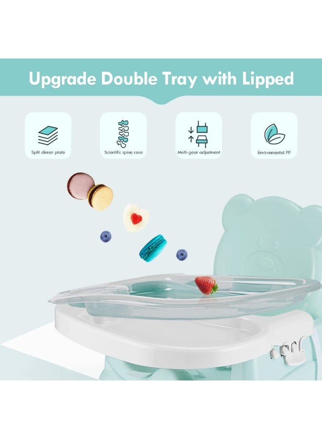 البدر كرسي إطعام أرضي للأطفال كرسي طعام للأطفال 2 في 1 مع صينية طعام قابلة للإزالة قابل للطي ارتفاع قابل للتعديل قاعدة قوية مستقرة تصميم مريح مصنوع من بلاستيك متين آمن للأطفال بألوان مبهجة مناسب من عمر 4 أشهر حتى 5 سنوات , ازرق - Image 5