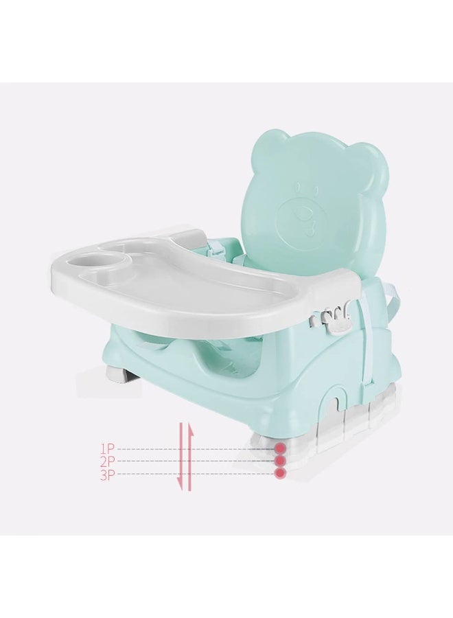 البدر كرسي إطعام أرضي للأطفال كرسي طعام للأطفال 2 في 1 مع صينية طعام قابلة للإزالة قابل للطي ارتفاع قابل للتعديل قاعدة قوية مستقرة تصميم مريح مصنوع من بلاستيك متين آمن للأطفال بألوان مبهجة مناسب من عمر 4 أشهر حتى 5 سنوات , ازرق - Image 4