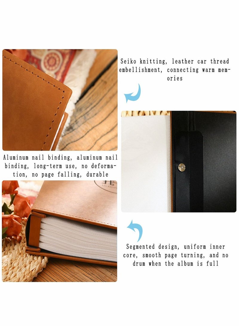 Large Photo Album with PU Leather Linen Shape Cover Memo for Family Wedding Anniversary