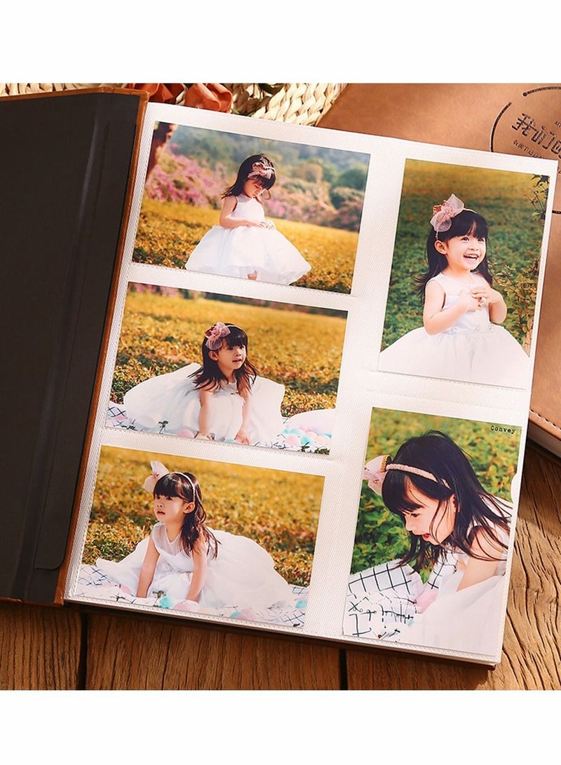 Large Photo Album with PU Leather Linen Shape Cover Memo for Family Wedding Anniversary