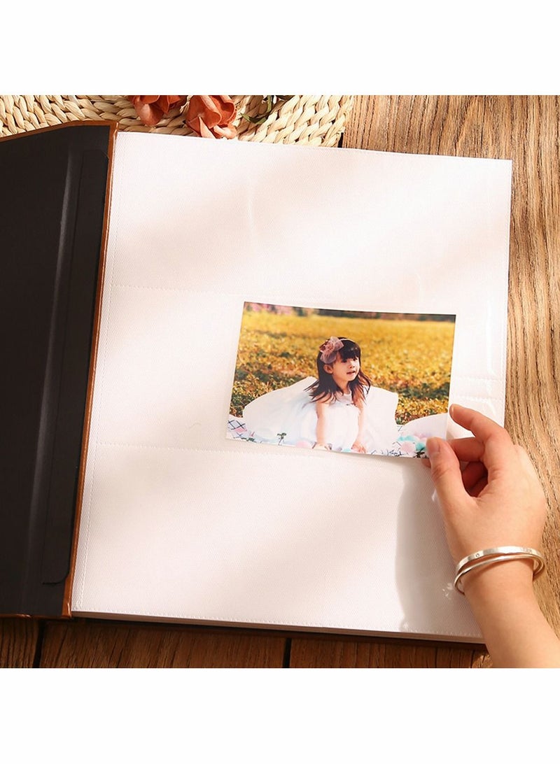 Large Photo Album with PU Leather Linen Shape Cover Memo for Family Wedding Anniversary