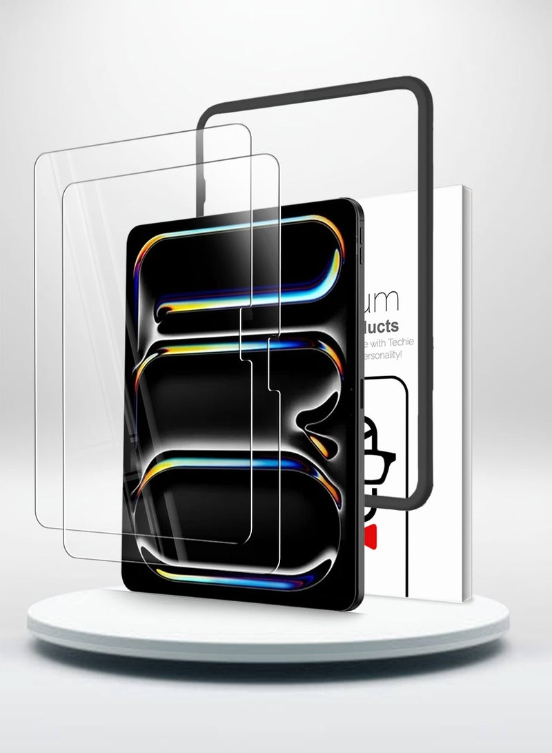 Techie حماية شاشة زجاجية مقسّاة متميزة لجهاز آيباد برو 13 بوصة M4 (2024) مع إطار تركيب سهل المحاذاة، شفاف عالي الدقة، مضاد لبصمات الأصابع، خالي من الفقاعات - Image 1