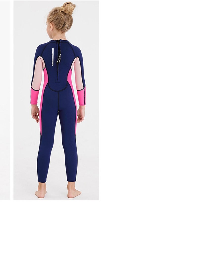 DIVE & SAIL Children's Wetsuit 2.5mm One-piece Thickened Warm Swimsuit Long-sleeved Cold Swimsuit Pink  - Image 2