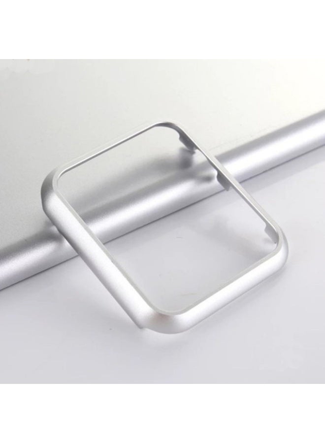 Suitable For Apple Watch Protective Case Aluminum Alloy Frame High-gloss Case Iwatch7456 Generation Metal Protective Case-Color:Silver-Exterior Dimension:42mm - Image 1