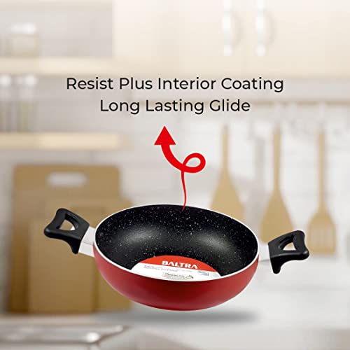 BALTRA 3.5L Nonstick Kadhai with Glass Lid | Induction Bottom, Marble Finish, Durable & Even Heating Cookware for Healthy Cooking Kadai 3mm Thick (26cm, Blue) - Image 4