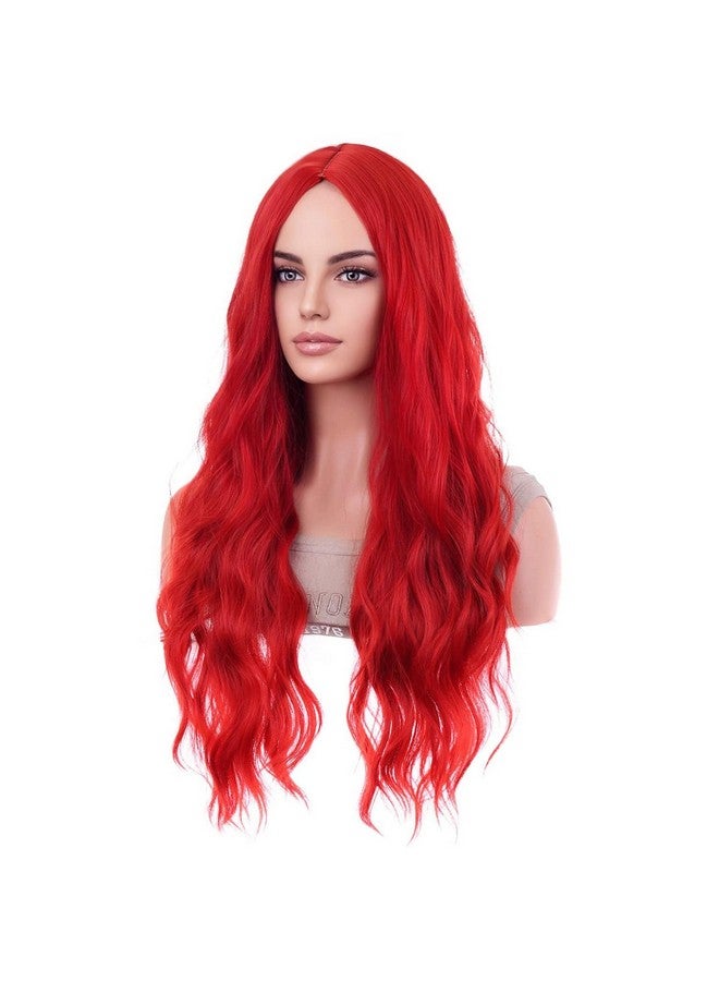 بيرون باروكة شعر حمراء طويلة ومموجة من بيرون باروكة شعر حمراء لامعة باروكة شعر حمراء طويلة ومموجة باروكة شعر حمراء للنساء باروكة شعر صناعية للحفلات اليومية - Image 1