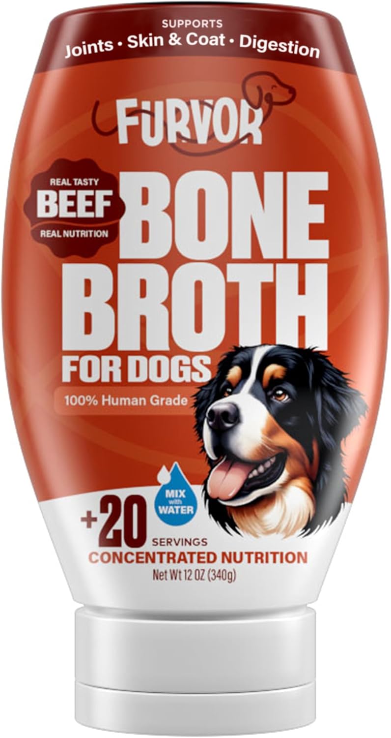Furvor Beef Bone Broth Concentrate for Dogs - Collagen Protein Supplement - Digestion, Mobility, Coat, Immune System, Joints - Healthy Dog Food Gravy Topper - Human Grade, Made in USA (12 oz, 20 Servings) - Image 1