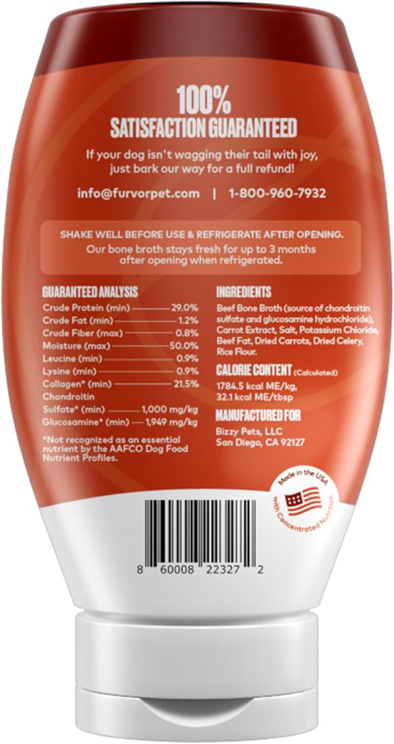 Furvor Beef Bone Broth Concentrate for Dogs - Collagen Protein Supplement - Digestion, Mobility, Coat, Immune System, Joints - Healthy Dog Food Gravy Topper - Human Grade, Made in USA (12 oz, 20 Servings) - Image 2