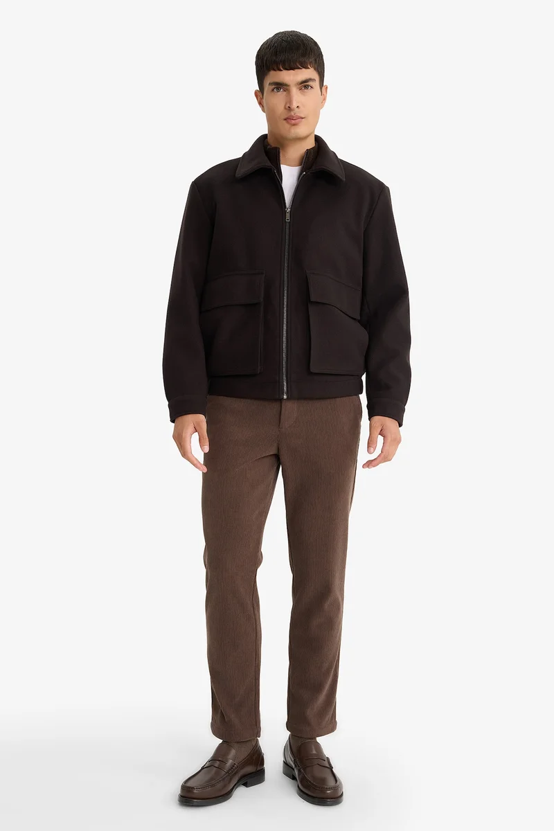 ديفاكتو Regular Fit Shirt Collar Zippered Jacket