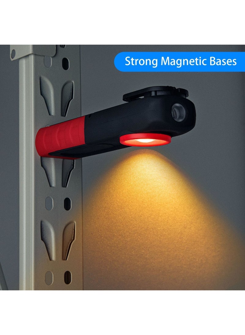 SYOSI LED Work Light, 500 Lumens Portable Rechargeable Magnetic Work Light with Hanging Hook, Waterproof COB Keychain WorkLight, 4 Light Modes, Type-C Charge,Strong Magnet Base,for Camping, Repairing, Grill - Image 2