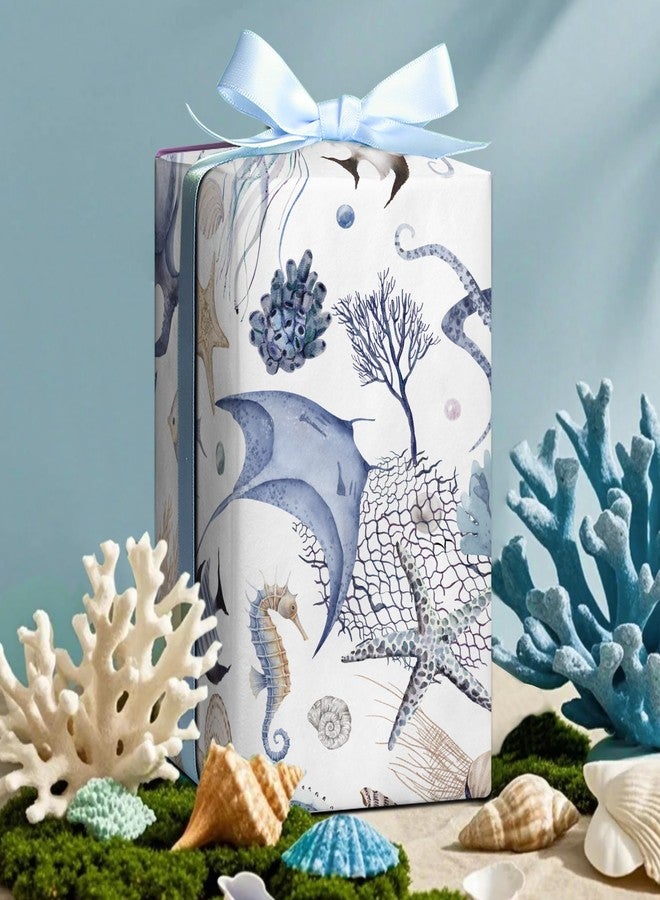 WRAPAHOLIC Ocean Wrapping Paper Roll - Mini Roll - 17 Inch x 9.8 Feet - Octopuses Fish Design for Boys Girls Kids Birthday, Baby Shower - Image 5
