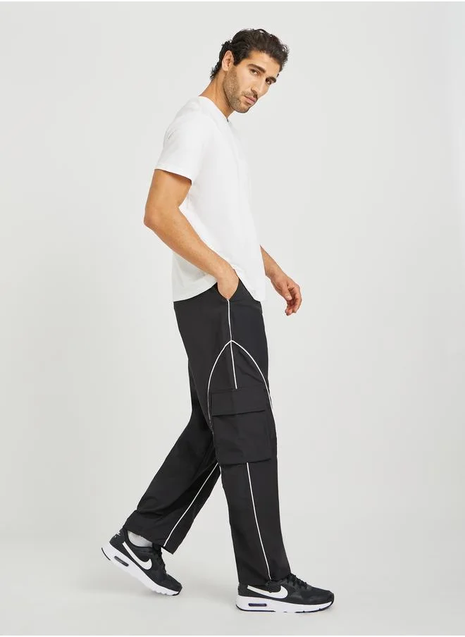 ستايلي Styli Relaxed Fit Open Hem Cargo Joggers with Piping Detail