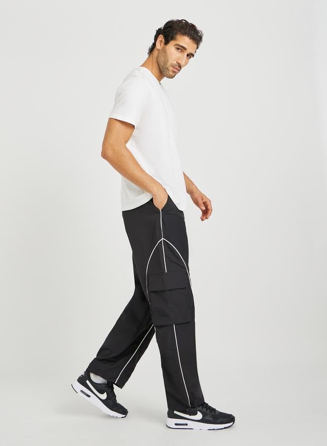 Styli Relaxed Fit Open Hem Cargo Joggers with Piping Detail - Image 2