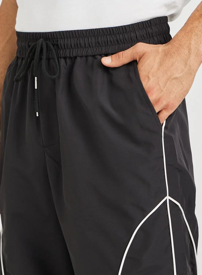 Styli Styli Relaxed Fit Open Hem Cargo Joggers with Piping Detail